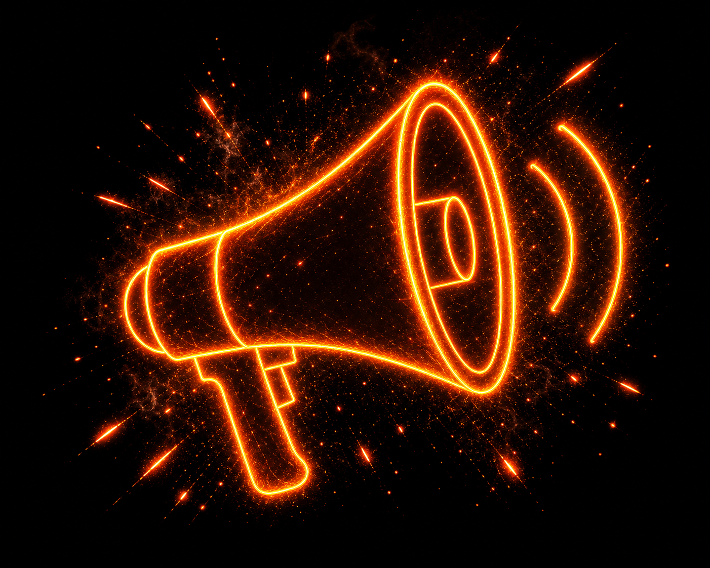 Glowing megaphone line art for local marketing support