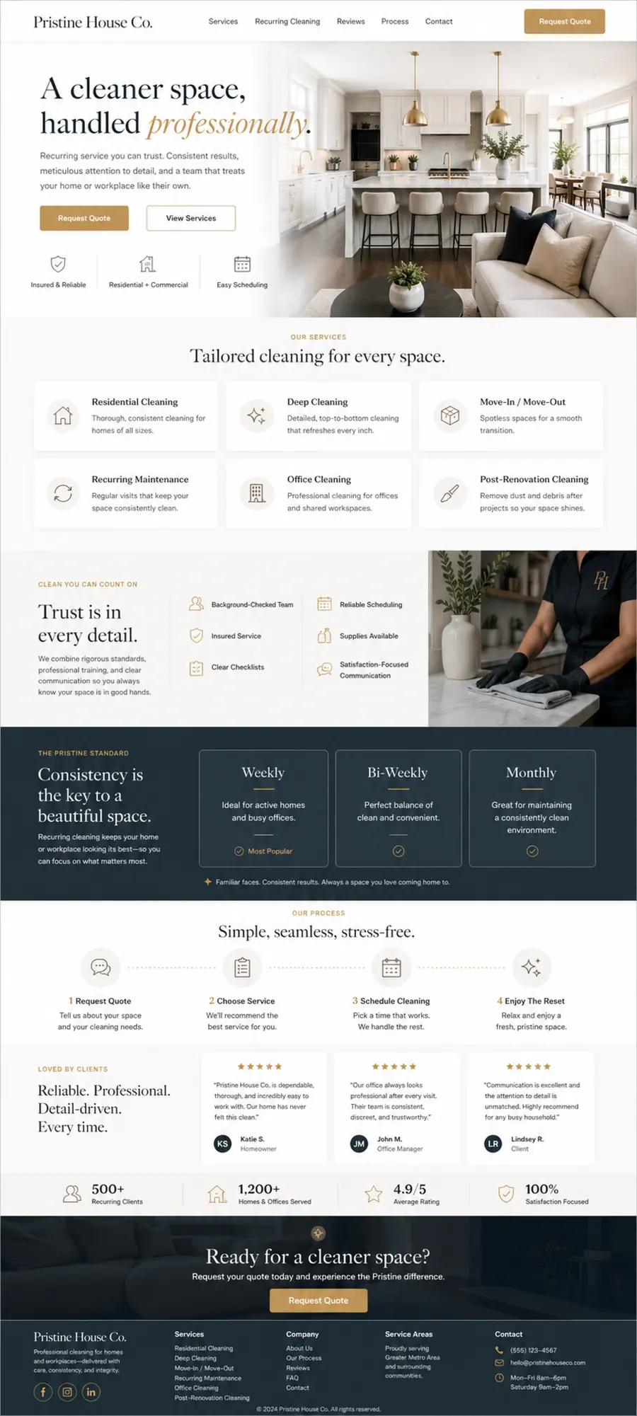 Vista previa del concepto de sitio web para Limpieza