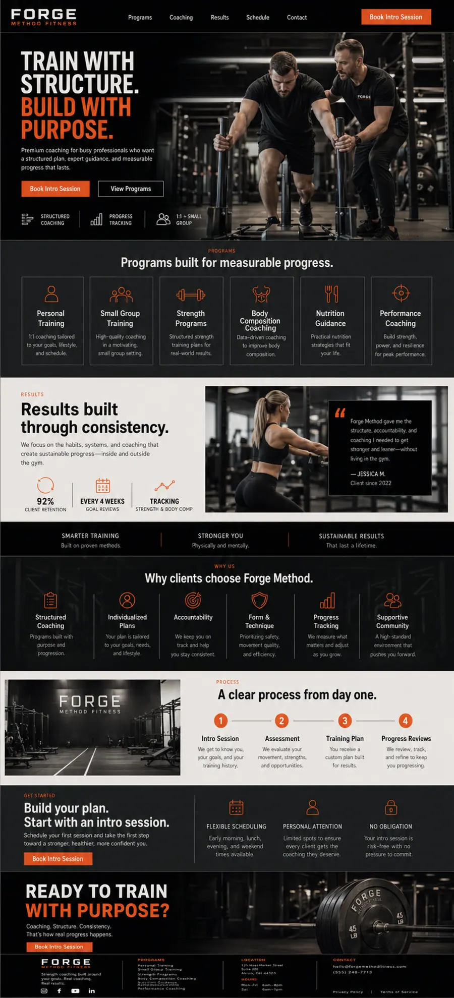 Vista previa del concepto de sitio web para Fitness