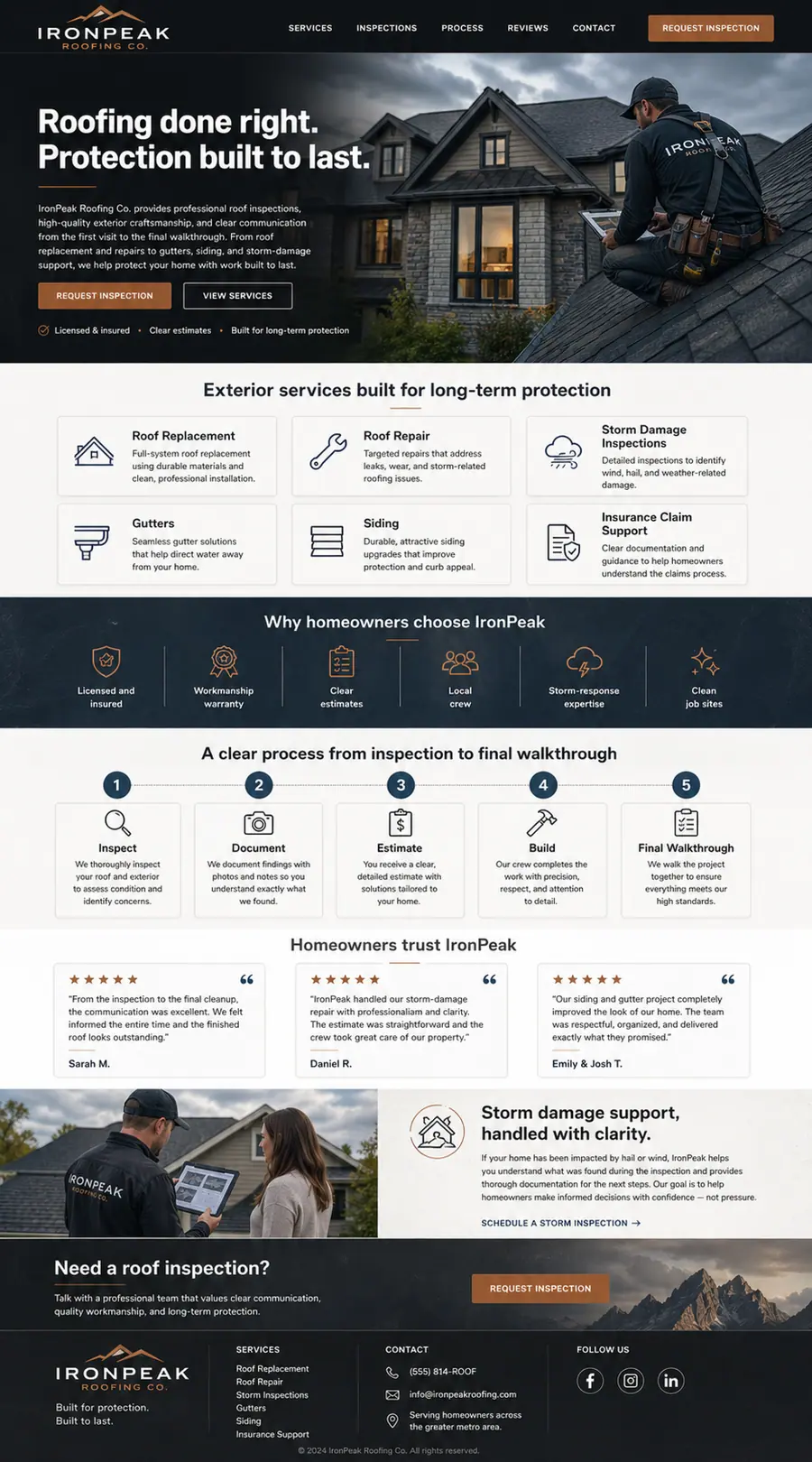 Vista previa del concepto de sitio web para Contratista de techos